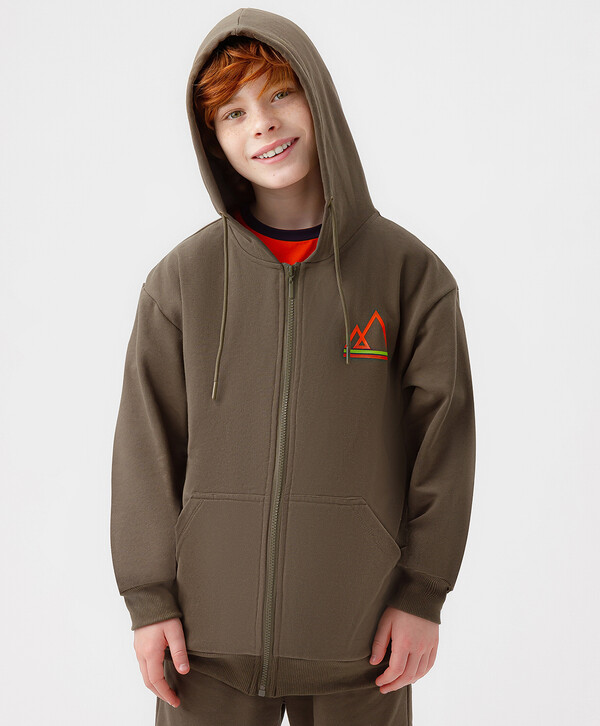 1360 р.  1700 р.  Толстовка с капюшоном на молнии цвета хаки Button Blue