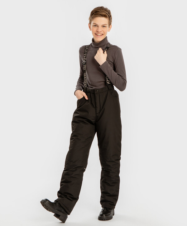 2320 р.  2900 р.  Брюки утепленные зимние со съемными бретелями черные детские Button Blue