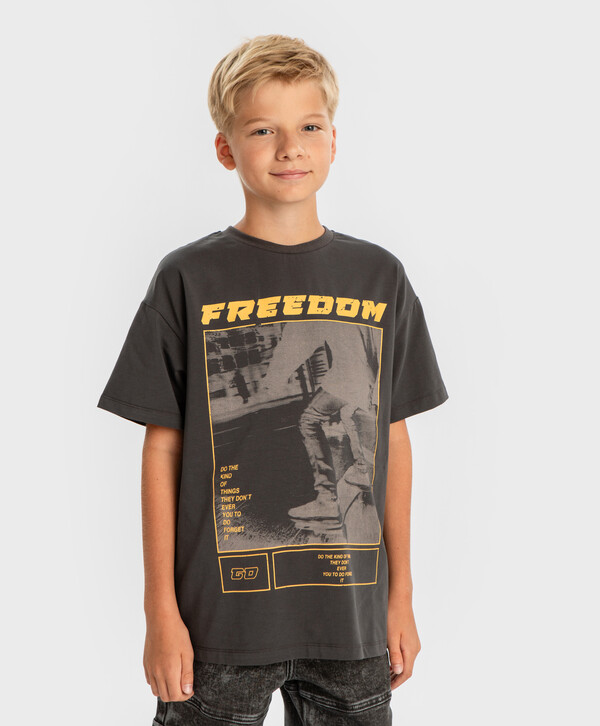 720 р.  900 р.  Футболка с коротким рукавом и принтом серая для мальчика Button Blue