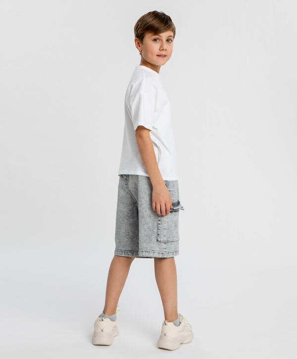 1440 р.  1800 р.  Шорты-карго джинсовые серые для мальчика Button Blue