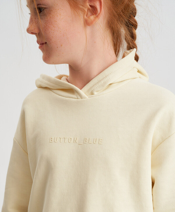 1056 р.  1319 р.  Худи с капюшоном оверсайз молочное детское Button Blue