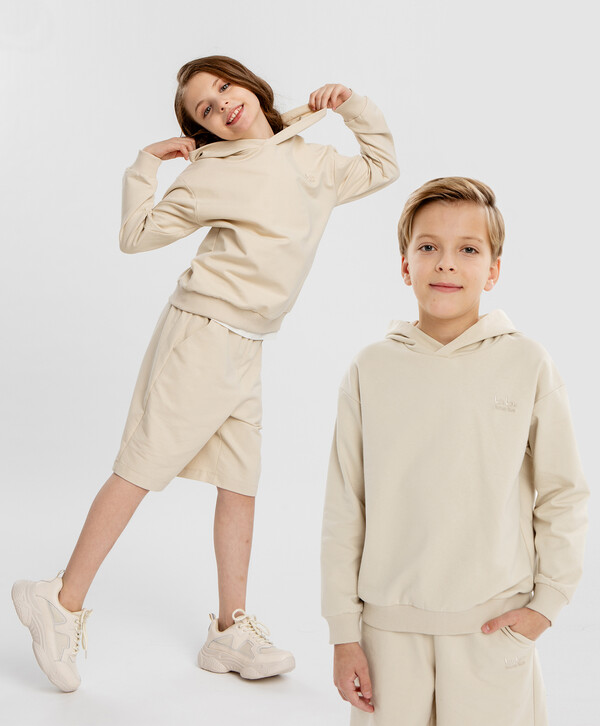 1056 р.  1319 р.  Худи оверсайз с капюшоном бежевое детское Button Blue