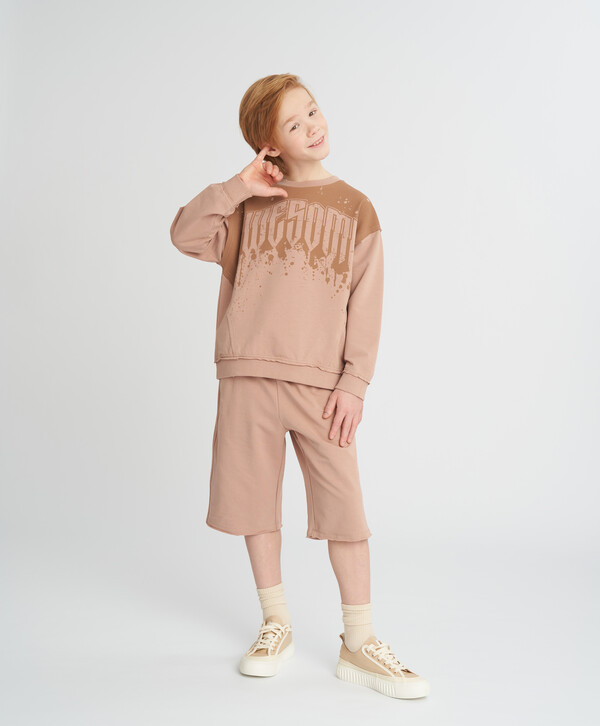 1400 р.  2000 р.  Свитшот оверсайз детский бежевый с принтом Button Blue