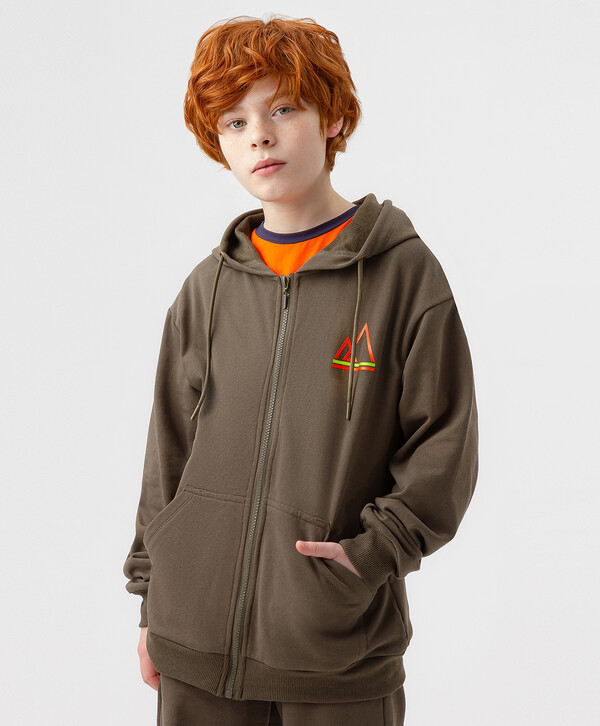 1360 р.  1700 р.  Толстовка с капюшоном на молнии цвета хаки Button Blue