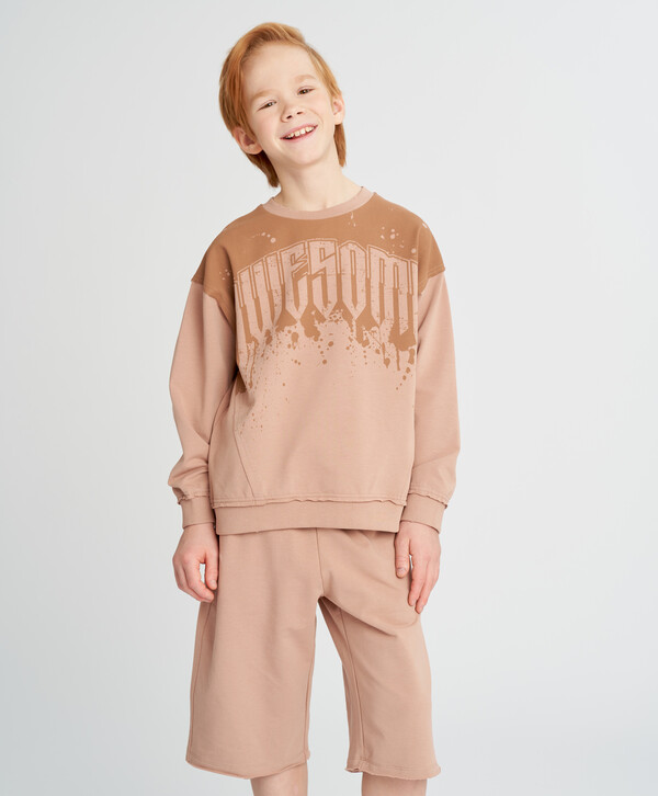 1400 р.  2000 р.  Свитшот оверсайз детский бежевый с принтом Button Blue