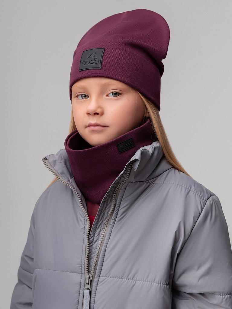 Комплект (шапка, снуд) 13-150MU; сливовый