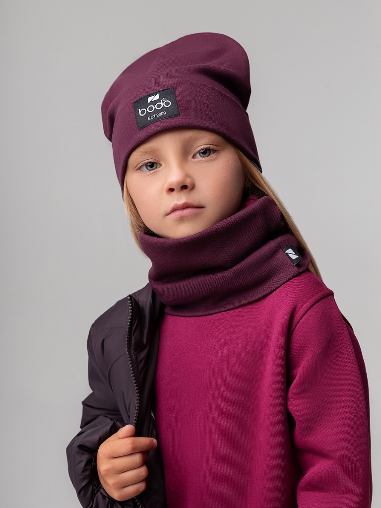 Комплект (шапка, снуд) 13-161MU; сливовый