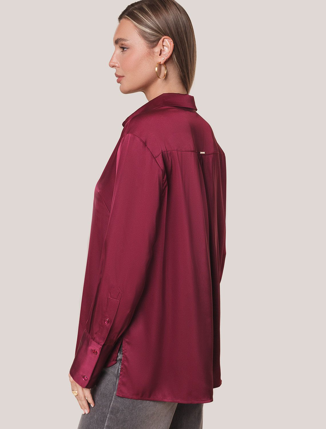 Блузка из сатина с эластаном D29.275 винный