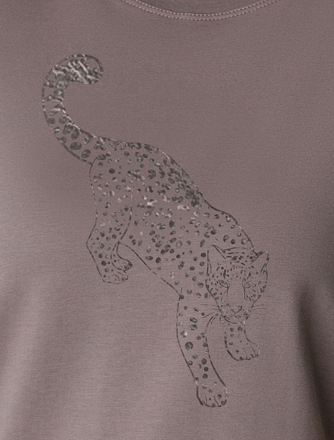 Нарядная футболка с принтом фольгой из премиального хлопка с эластаном D49.123 кофе_леопард
