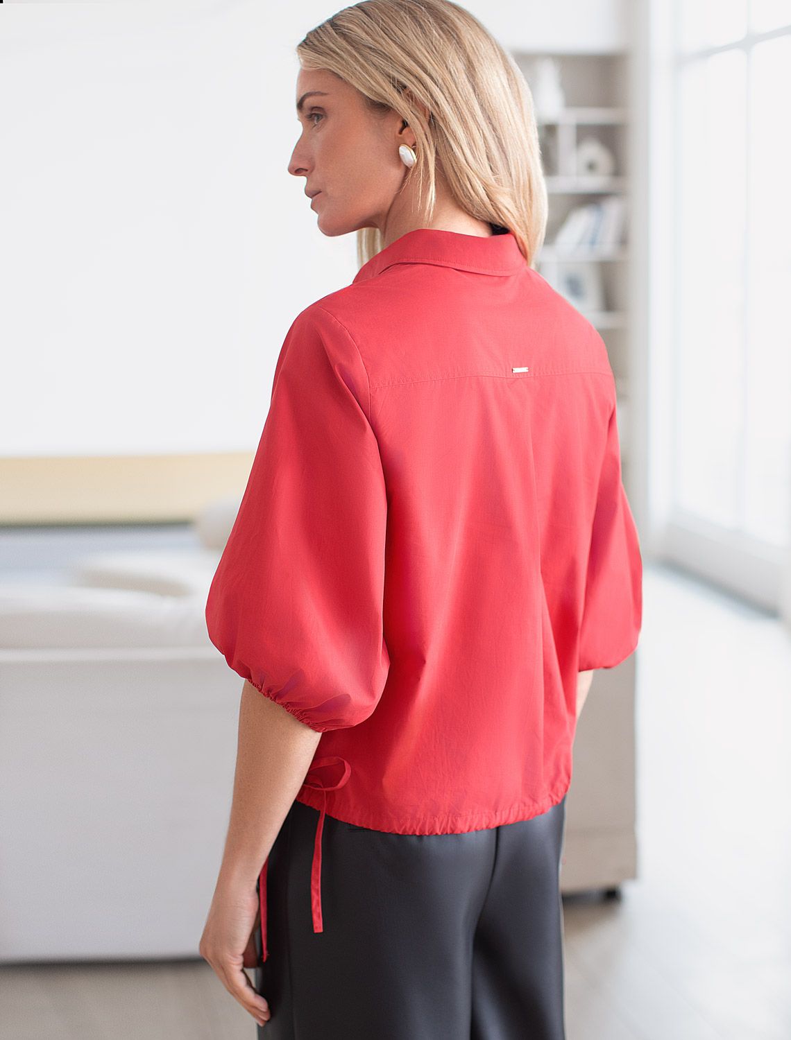 Блузка из легкого хлопкового поплина D29.264 темно-красный