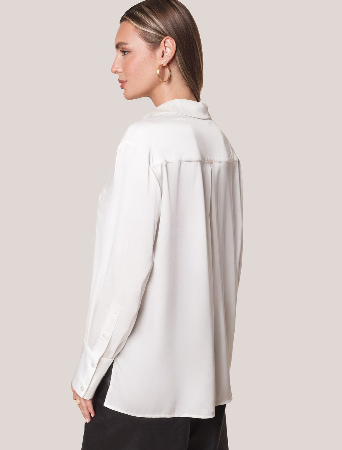 Блузка из сатина с эластаном D29.275 натуральный белый