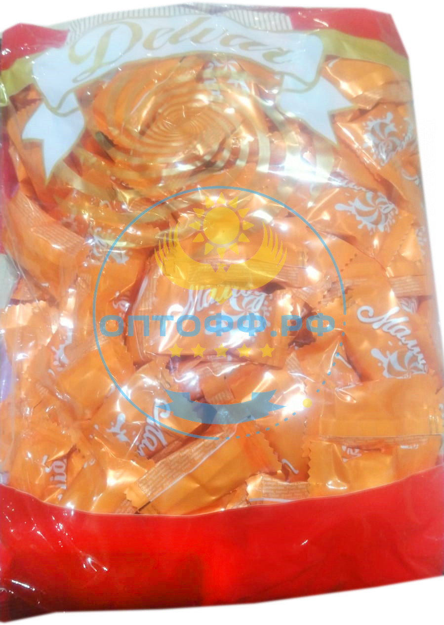 ДЕЛВАР Фруктовая карамель Fruity candy Malibu АПЕЛЬСИН-СЛИВКИ 1кг (кор*8)
