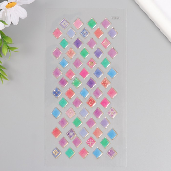 Наклейки для творчества пластик «Разноцветная плитка ромбы», 9.3×20.4 см