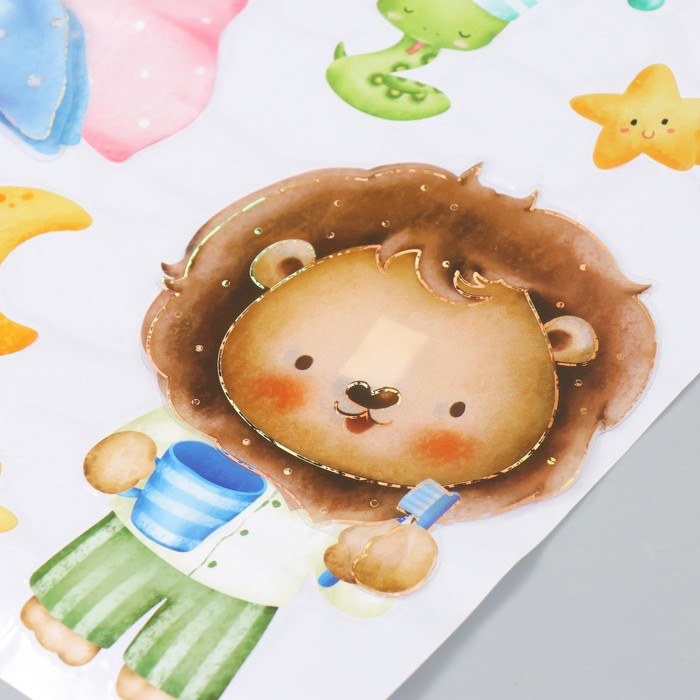 Наклейка интерьерная многослойная «Звери и сон», пластик, 50×35 см