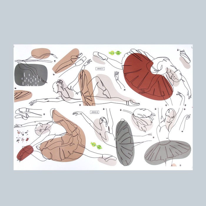 Наклейка интерьерная цветная «Балерины. Абстракция», пластик, 60×85 см