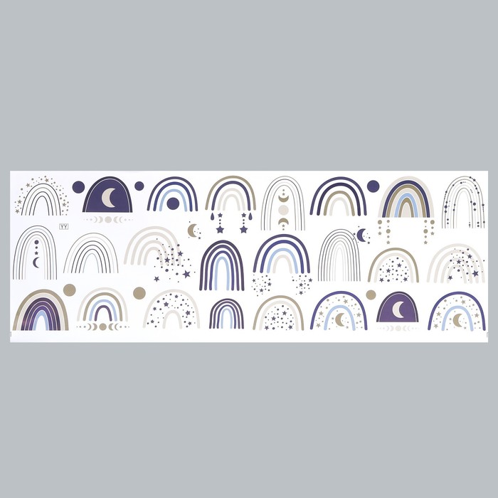 Наклейка интерьерная цветная «Радуга и ночное небо», пластик, 30×90 см