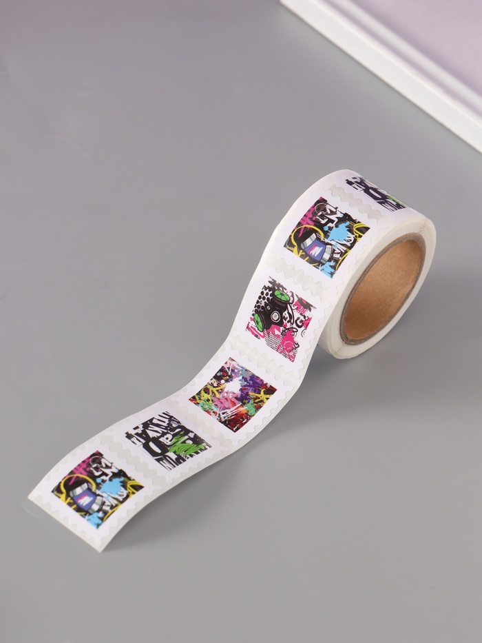 Наклейка бумага «Марки. Граффити», 3×3 см, 200 шт. в рулоне