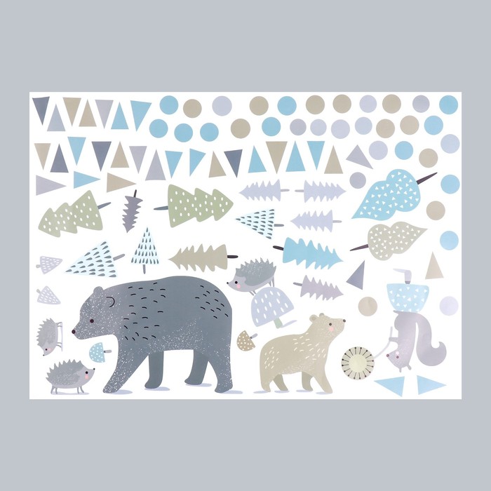 Наклейка интерьерная цветная «Лесные жители», пластик, 50×70 см