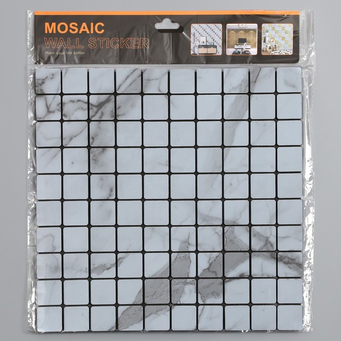 Наклейка интерьерная «Мрамор», декор на стену, серая, 30×30 см