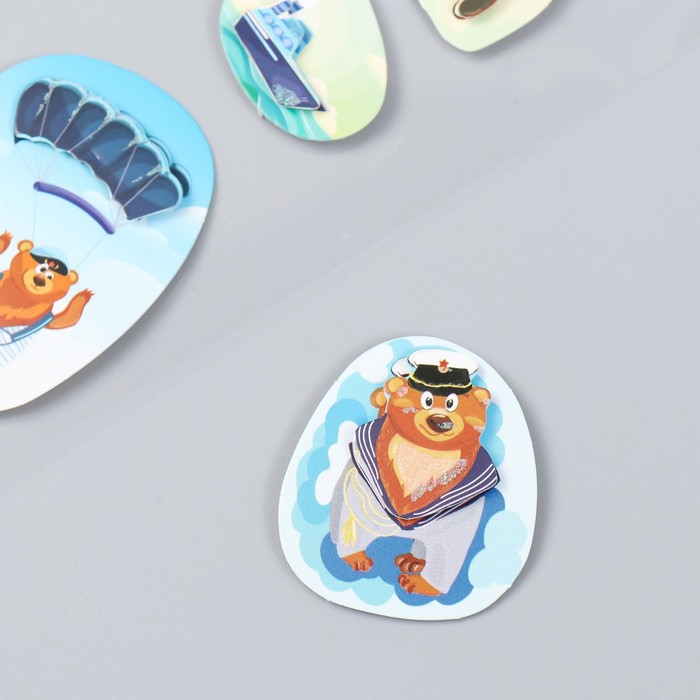 Картонные наклейки для декора «Медведи-защитники», 2 слоя, 17×12 см