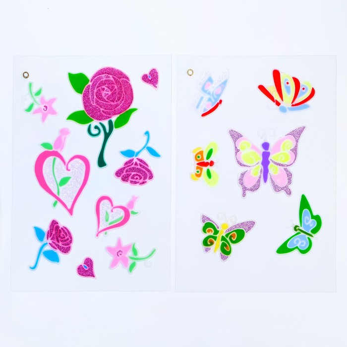 Наклейки на стекло «Витраж весенний», МИКС