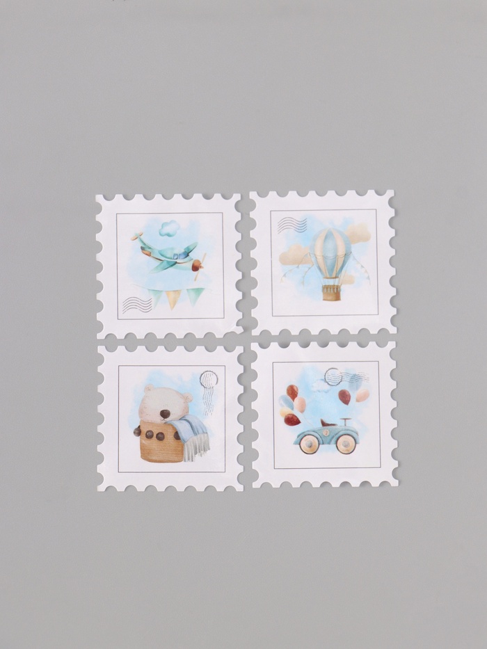 Наклейка бумага «Марки. Для малышей», 3×3 см, 200 шт. в рулоне