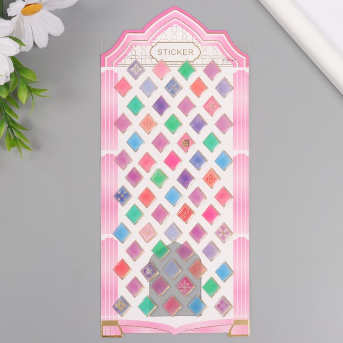 Наклейки для творчества пластик «Разноцветная плитка ромбы», 9.3×20.4 см