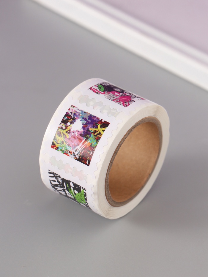 Наклейка бумага «Марки. Граффити», 3×3 см, 200 шт. в рулоне