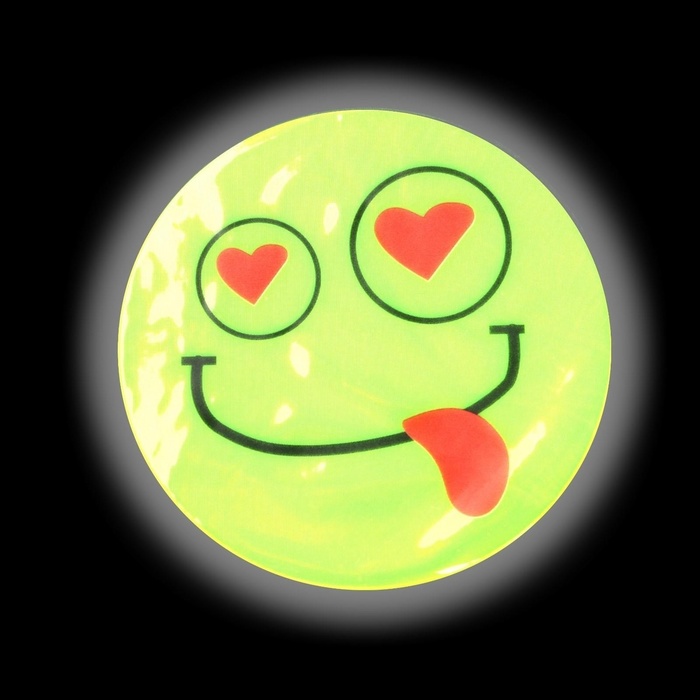Светоотражающие наклейки «Смайлы», d=6.5 см, 6 шт. на листе, салатовые