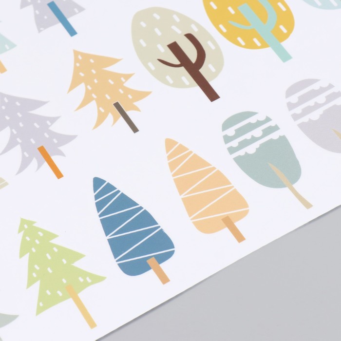 Наклейка интерьерная цветная «Цветной лес», пластик, 30×90 см