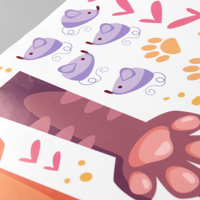 Наклейка интерьерная цветная «Кошачьи лапки», пластик, 30×60 см