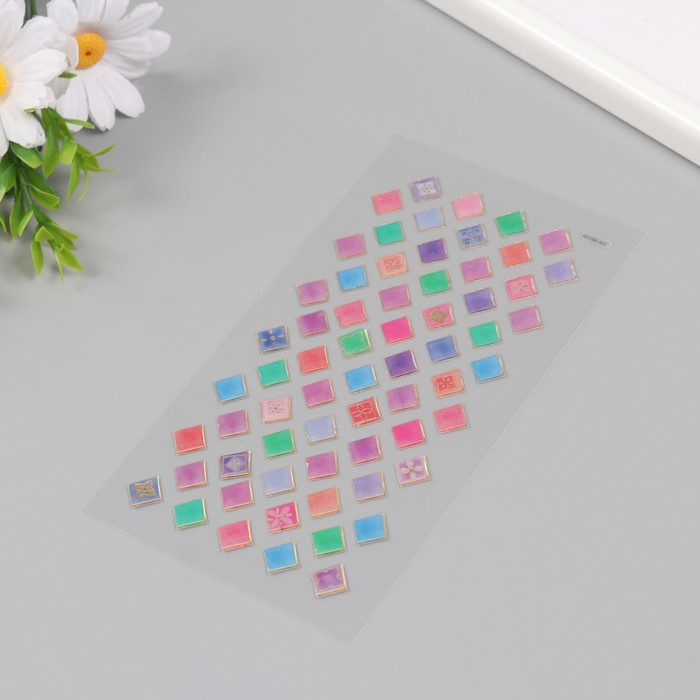 Наклейки для творчества пластик «Разноцветная плитка ромбы», 9.3×20.4 см