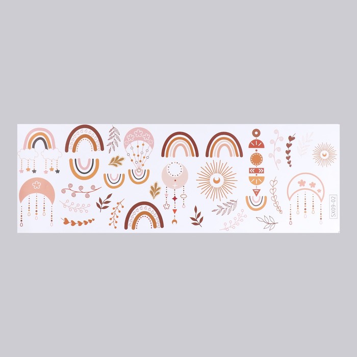 Наклейка интерьерная цветная «Пастель: радуга и солнышки», пластик, 30×90 см