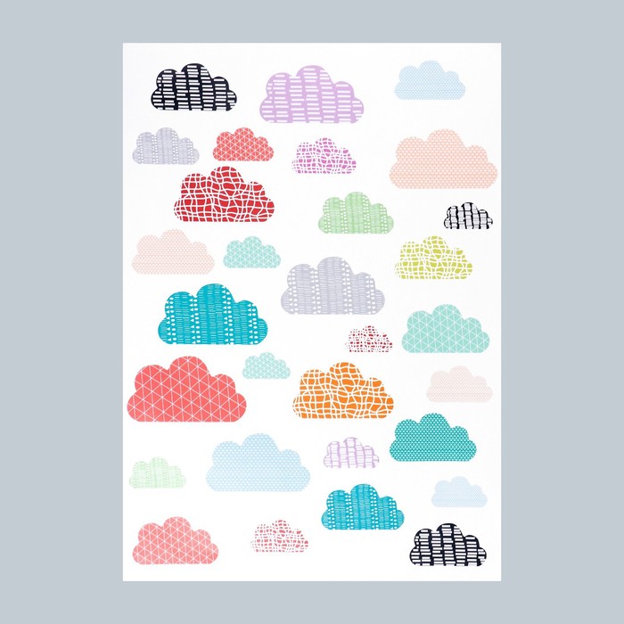 Наклейка интерьерная цветная «Узорчатые облака», пластик, 50×70 см