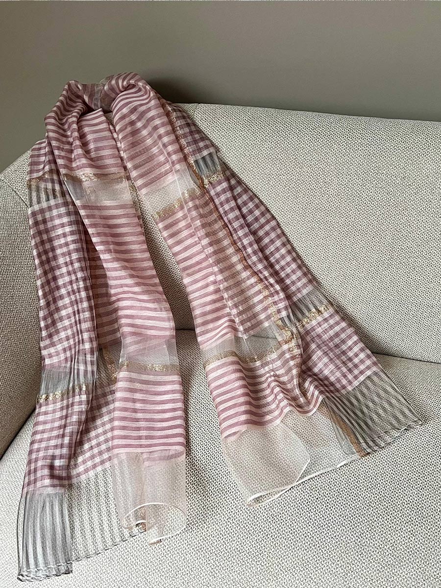 Палантин “Изысканный колорит“ (бело-розовый) LEC-01