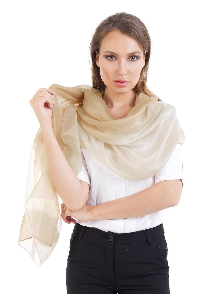 Ст.цена 1018р. Уценка Палантин «Шёлковый стиль» (бежево-золотой) DEFSQ01-2