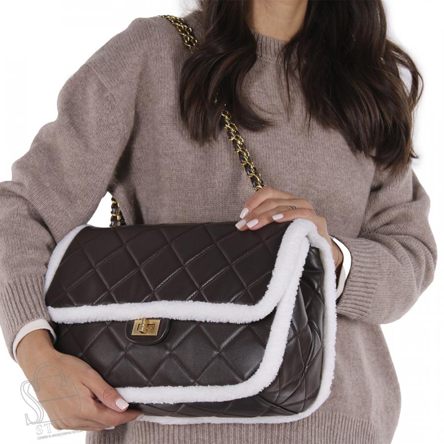 Сумка женская кожаная 8639VG coffee Vitelli Grassi