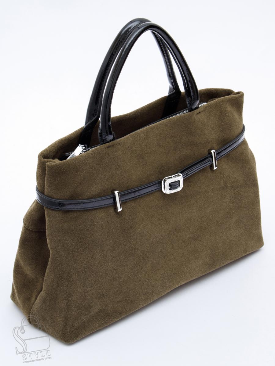 Сумка женская кожаная 91156MSS army green Velina Fabbiano-Safenta