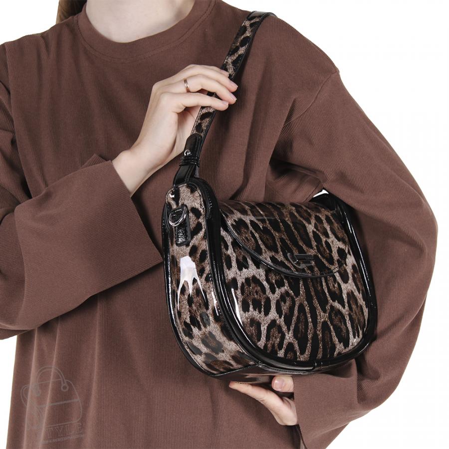 Сумка женская кожаная 98282 leopard coffee Velina Fabbiano-Safenta