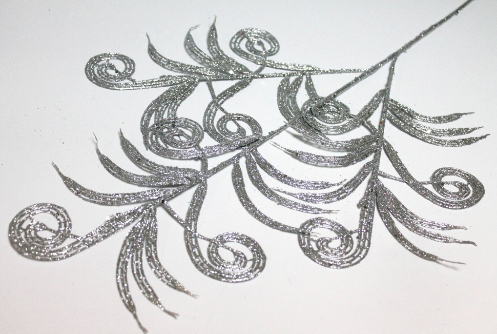 В12092 Б/С Ветка витая мерцающая высокая 3-ая 74см