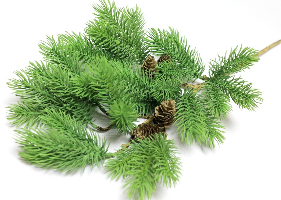 В12071 Б/С Ветка ель мягкая реликтовая с 4 шишками 52см(10шт)