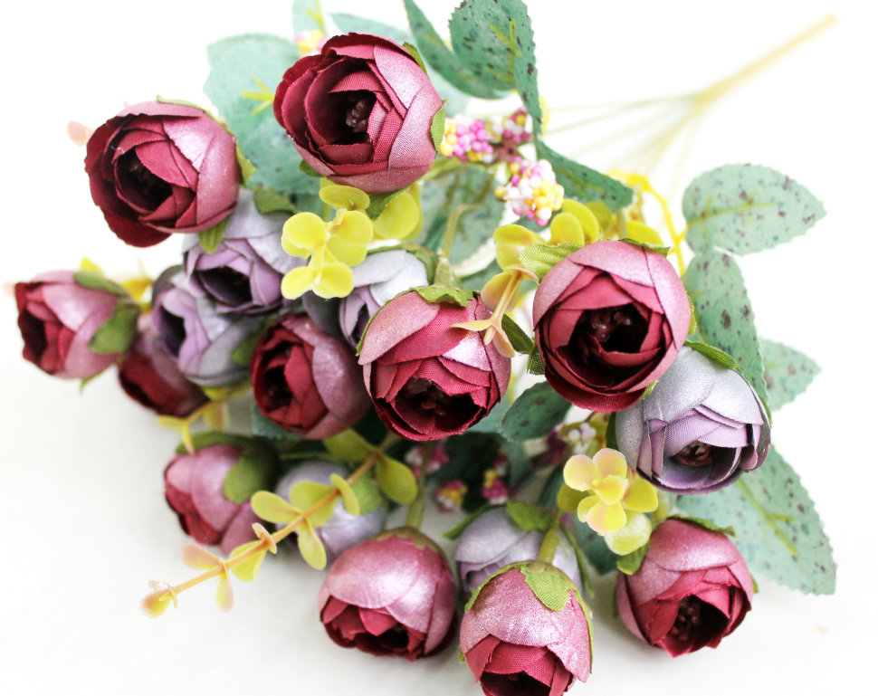 Б8007 Б/С Бук. 18 голов 7 веток камелий перламутровый 35см(20микс)