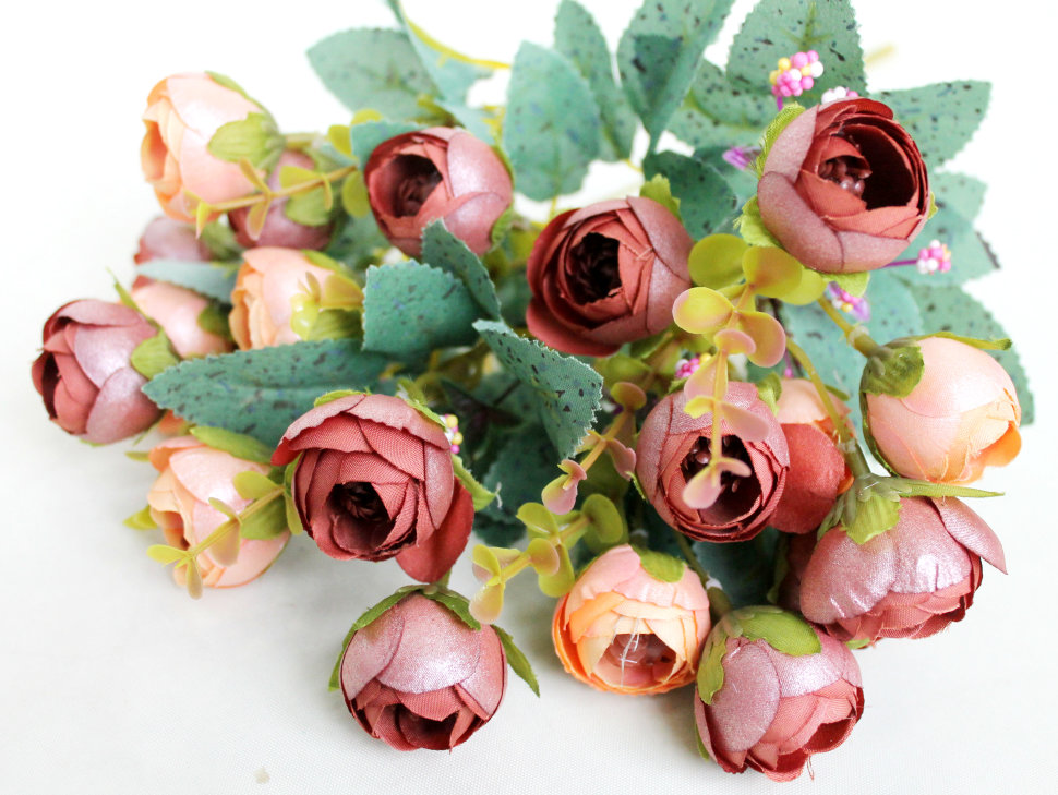 Б8007 Б/С Бук. 18 голов 7 веток камелий перламутровый 35см(20микс)