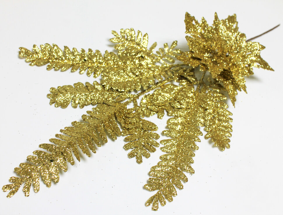 В12036 Б/С Ветка пуансеттия мерцающая 46см (12шт)