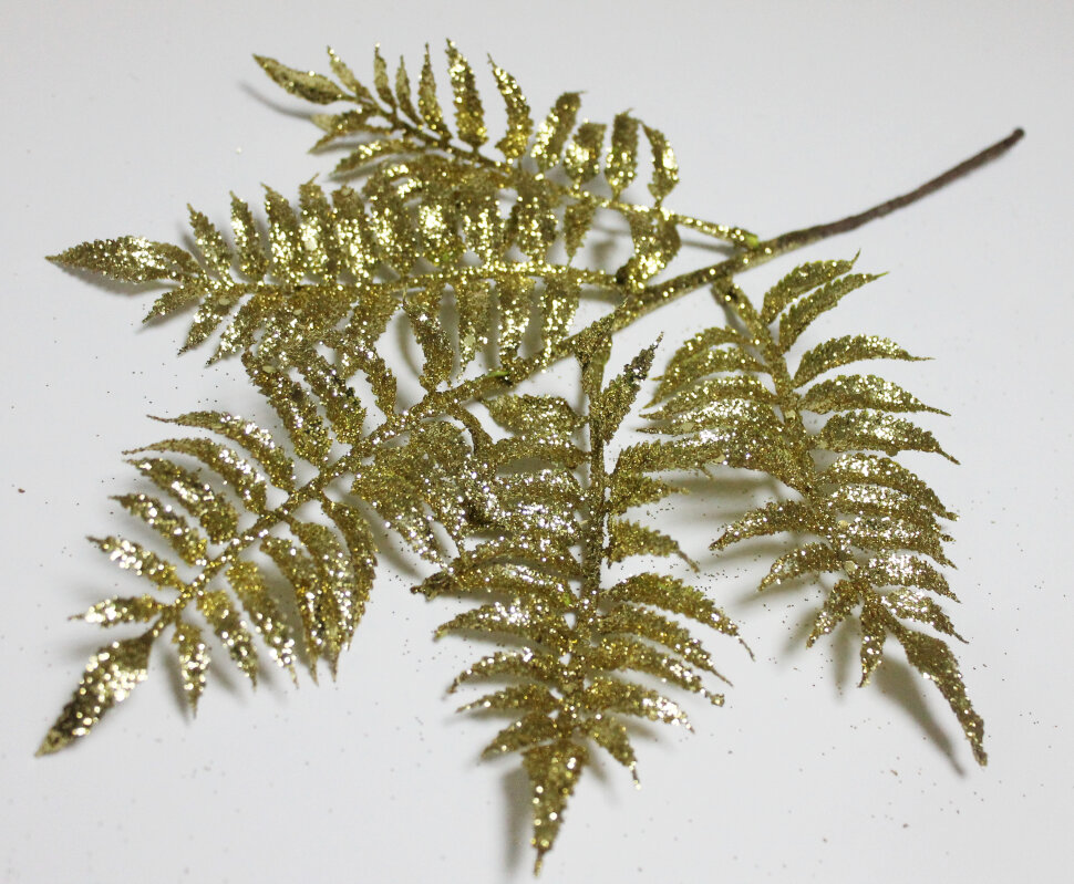 В12037 Б/С Ветка папоротник мерцающий 5в.35см(12шт)