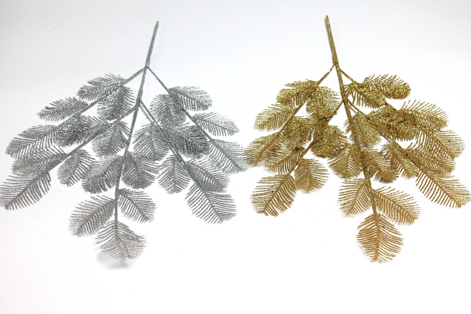 В12095 Б/С Ветка павлиний хвост мерцающ.5-ая высок.61см