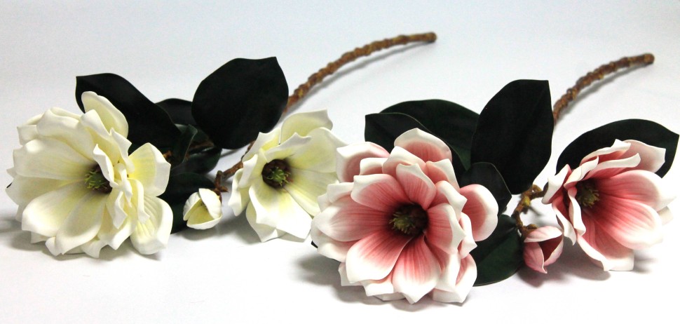 В12159 Б/С Магнолия 2 большие гол.и бутон элитный латекс 80см