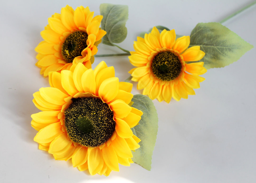 В11765 Б/С Подсолнух 3 гол.бархатистый 92см(3шт)