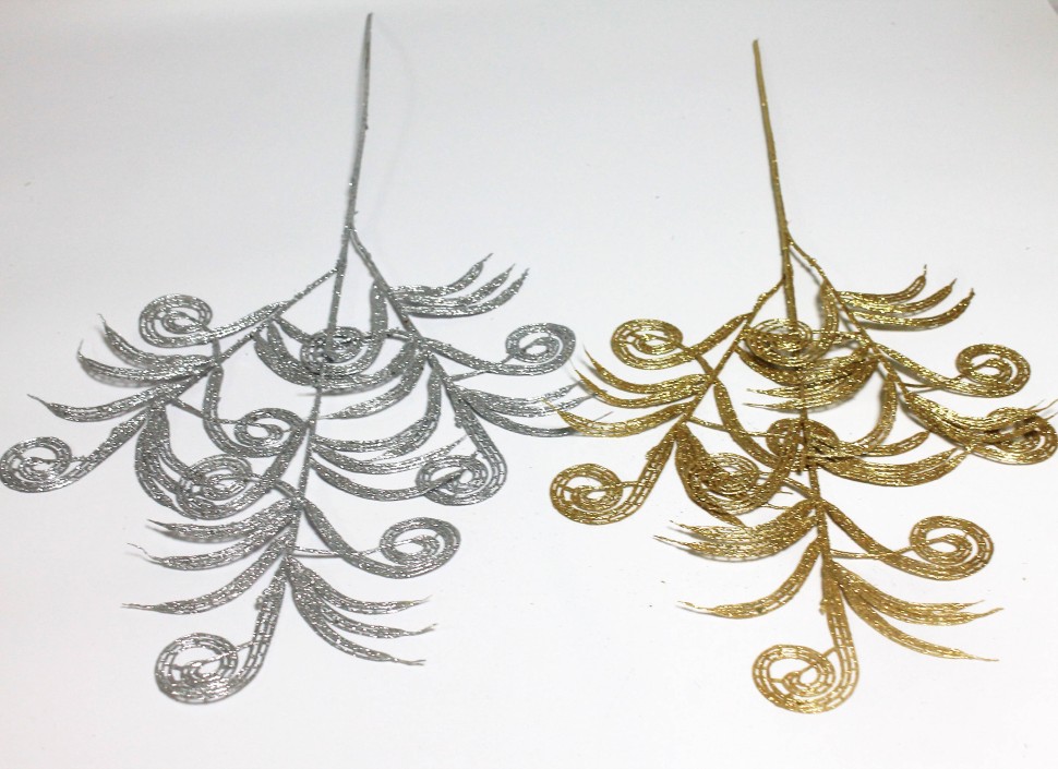 В12092 Б/С Ветка витая мерцающая высокая 3-ая 74см