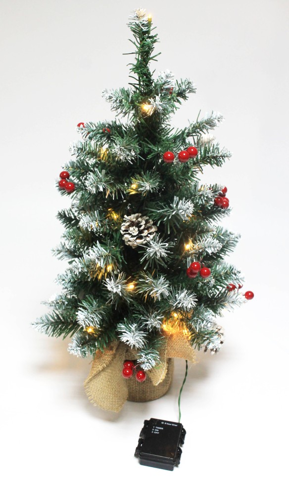 Д12201 Б/С Елка святящаяся на стол заснеженная ПВХ Н60см